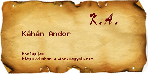 Káhán Andor névjegykártya